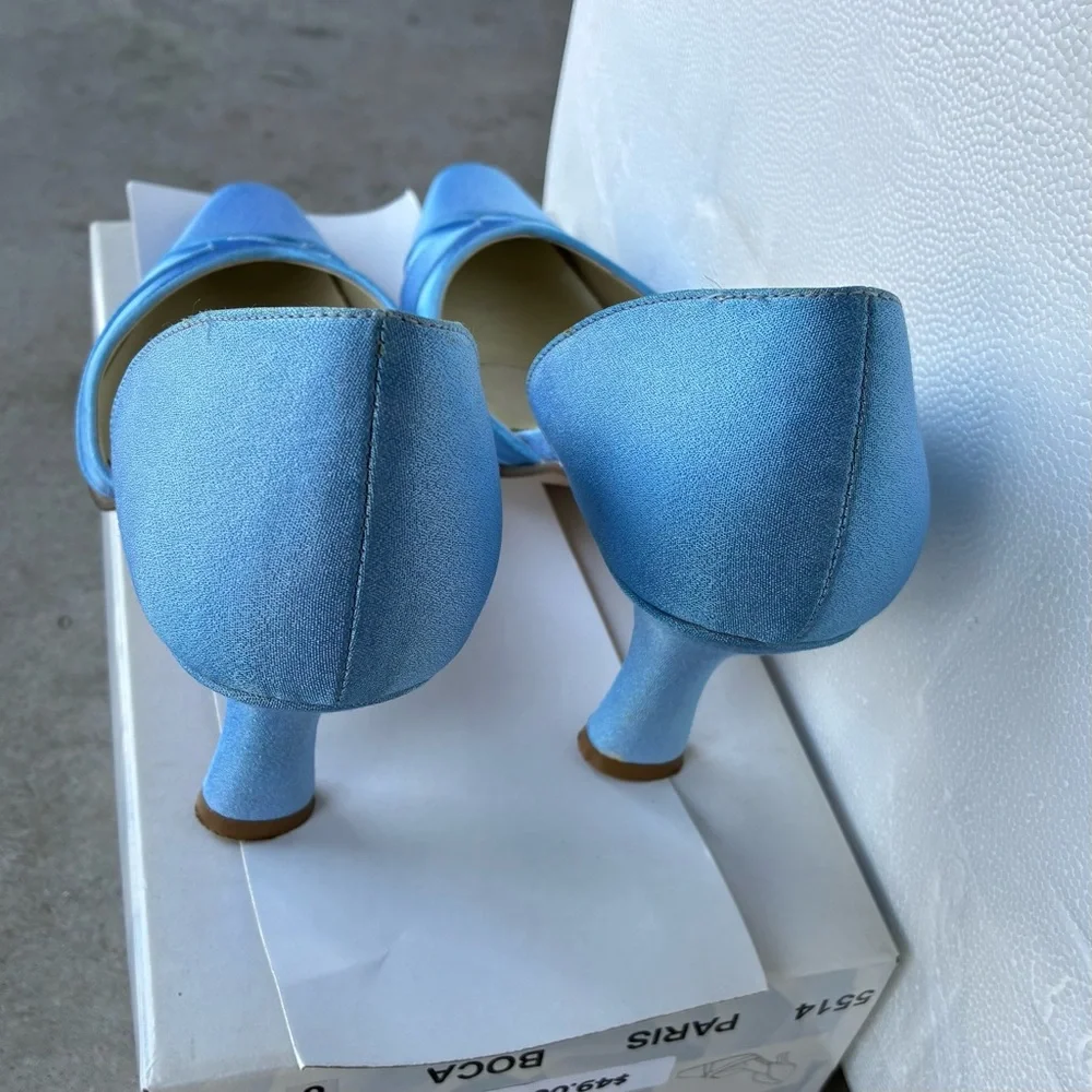Coloriffics Elegant Blue Satin Women's Closed Toe Heels 8 medium